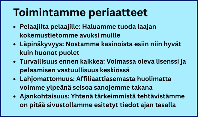 Toimintamme periaatteet.