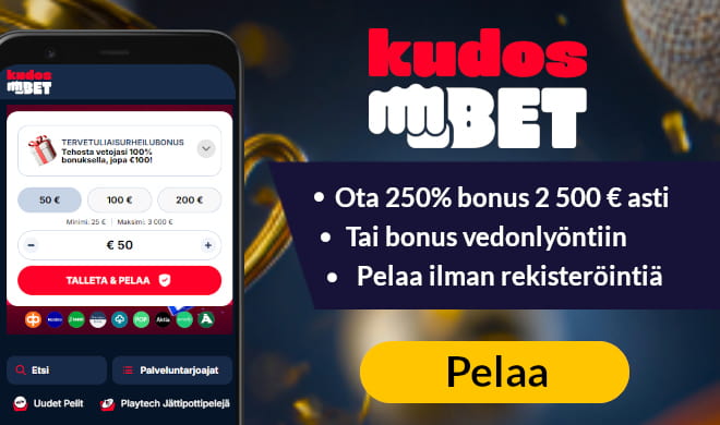 Lue KudosBet Casino arvostelu ja valitse tervetulobonus.