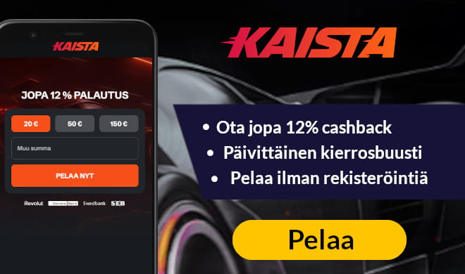 Lue Kaista Casino arvostelu ja hyödynnä cashback.