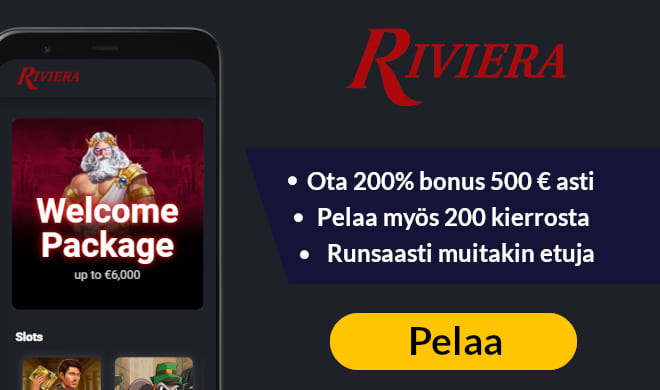 Lue Riviera Casino arvostelu ja ota ensimmäinen bonus.