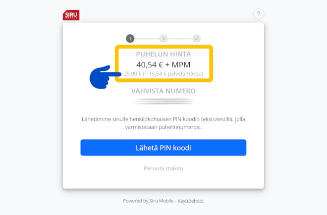 Siru alletus on aika hintava kulujen osalta.