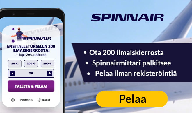Lue Spinnair Casino arvostelu ja ota uuden pelaajan etu.