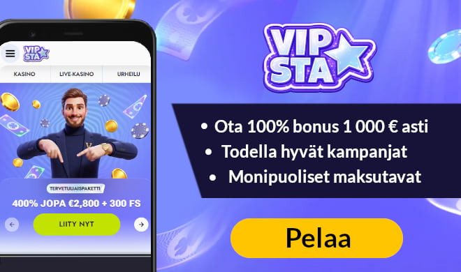 Lue Vipsta Casino arvostelu ja ota tervetuliaisedut.
