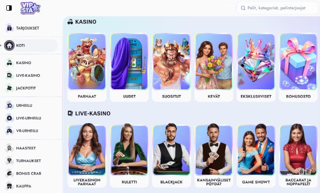 Vipsta Casino kokemuksia voi hankkia sekä kolikkopelien että vedonlyönnin parista.