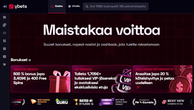 Voit hankkia omia Ybets Casino kokemuksia kasinolta tai vedonlyönnistä.