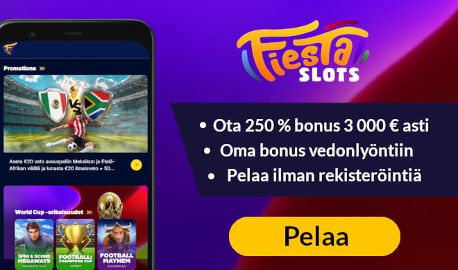 Lue FiestaSlots Casino arvostelu ja valitse bonus ensitalletuksella.