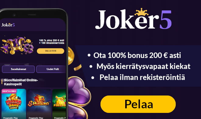 Lue Joker5 Casino arvostelu ja nappaa tervetulobonus.