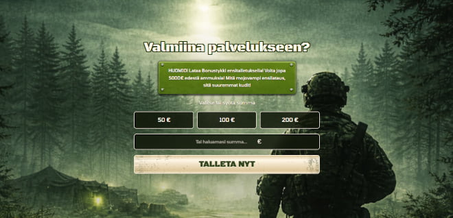 Kasarmi Casino kotiutus ja talletus onnistuu pikana.
