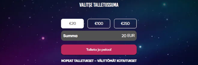 SalaCasino talletus onnistuu pikana ilman rekisteröitymistä.