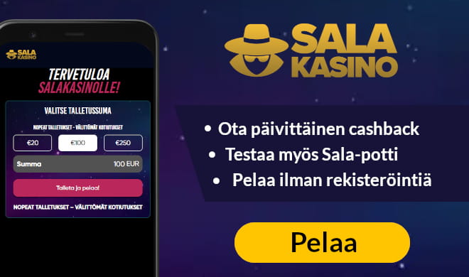 Lue Salakasino arvostelu ja hyödynnä cashback.