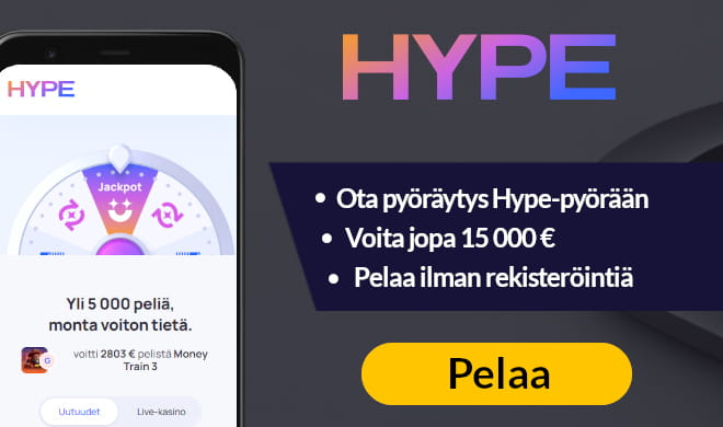 Lue Hype kasino arvostelu ja pyöräytä palkinto Hype-pyörästä.