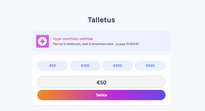 Hypekasino talletus sujuu Zimplerillä.
