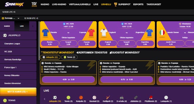 SpinimaxCasino vedonlyönti viihdyttää veikkauksesta kiinnostuneita.