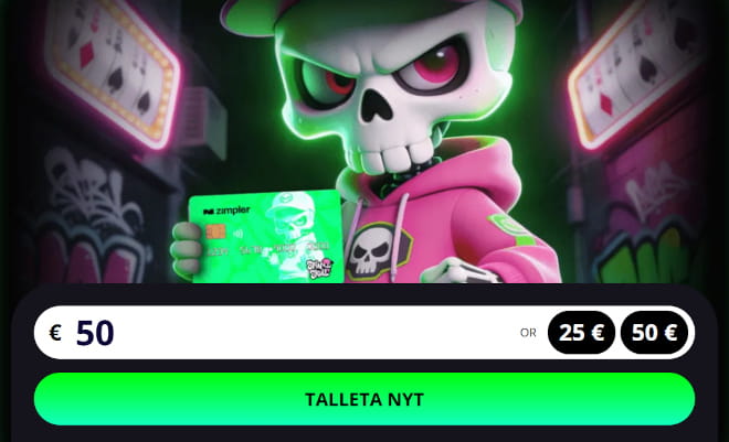 SpinSkullkasino talletus hoituu pikana.