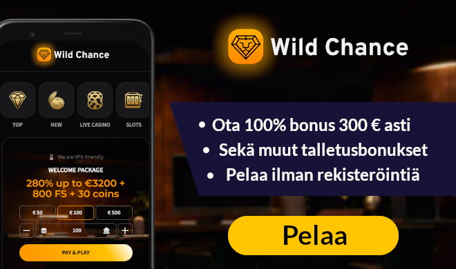 Lue WildChance Casino arvostelu ja ota bonus.