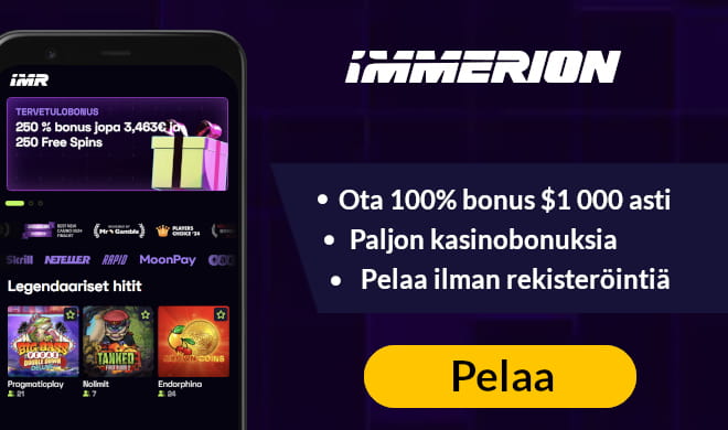 Lue Immerion Casino arvostelu ja nappaa iso bonuspaketti.