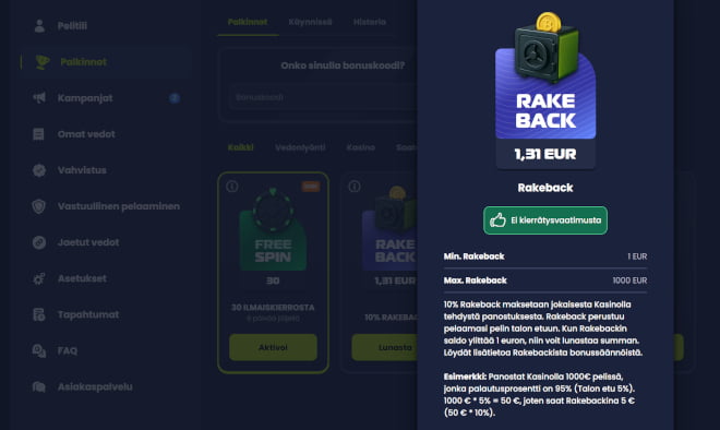 Rakeback cashback on yleensä kryptokasinoiden juttu.