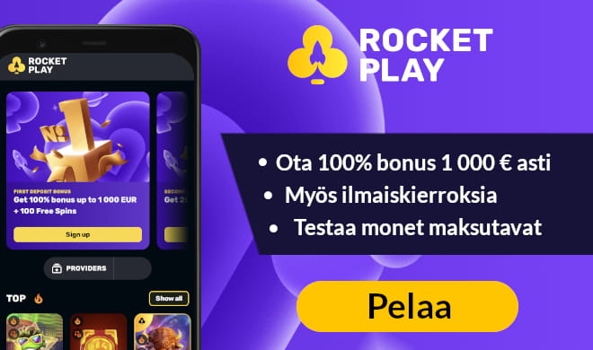 Lue RocketPlay Casino arvostelu ja ota tervetulobonus.