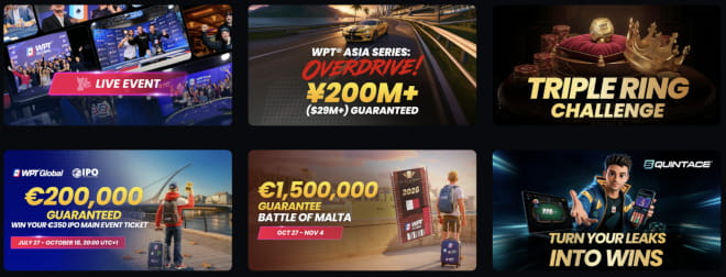 Hyödynnä runsaat WPT Global pokeri kampanjat.
