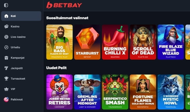 Hanki omia BetBay Casino kokemuksia verovapaasti.