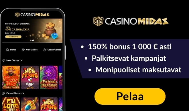 Lue CasinoMidas arvostelu ja ota tervetulobonus.
