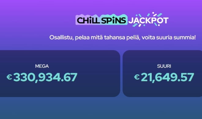 Lue ChillSpinsCasino esittely ja tutustu jättipotteihin.