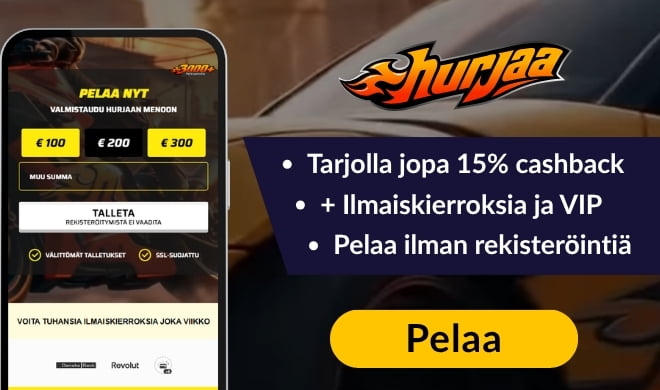 Lue Hurjaa Casino arvostelu ja pelaa rekisteröitymättä.