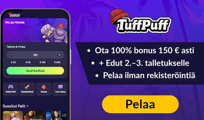 Lue TuffPuff Casino arvostelu ja nappaa tervetuliaisbonus.