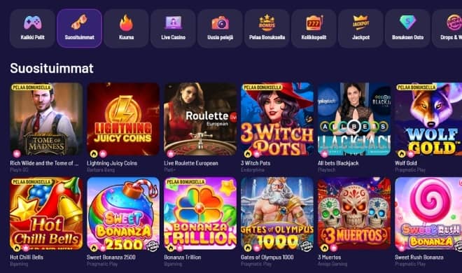 TuffPuffCasino pelit sisältävät monia suosikkeja.