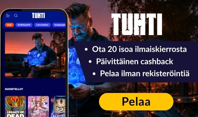 Lue Tuhti Casino arvostelu ja pelaa rekisteröitymättä.