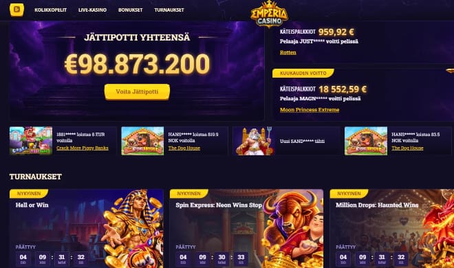 Hanki omia Emperia Casino kokemuksia bonusten kera.