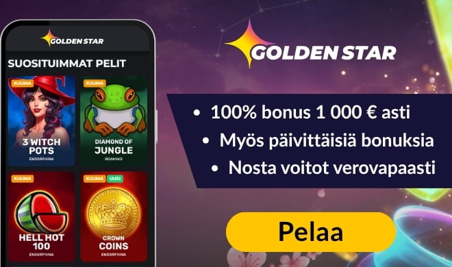 Lue Golden Star Casino arvostelu ja lunasta bonus.