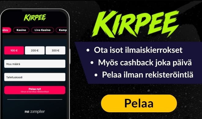 Lue Kirpee Casino arvostelu ja lunasta tervetuloetu.