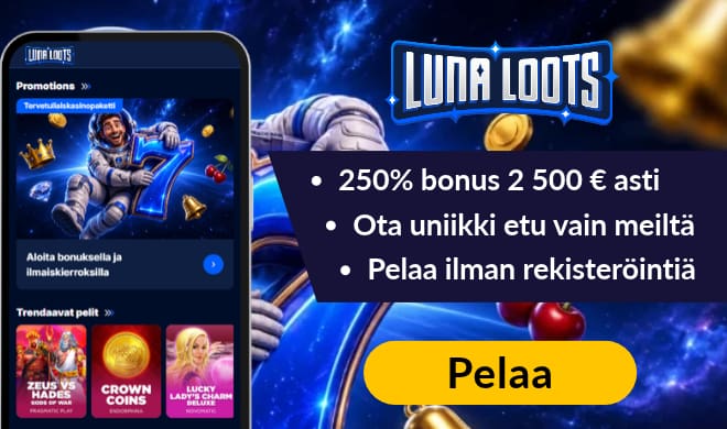 Lue LunaLoots Casino arvostelu ja ota talletusbonus.