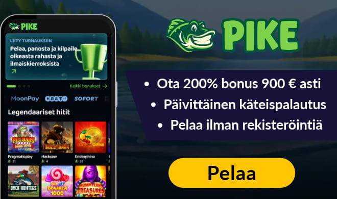 Lue Pike Casino arvostelu ja ota iso bonus.